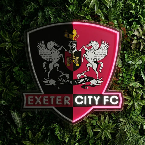 Enseigne néon du blason de l'Exeter City