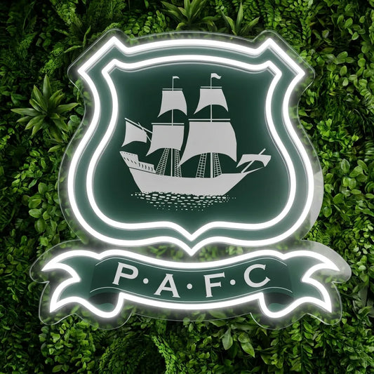 Enseigne néon du blason de Plymouth Argyle