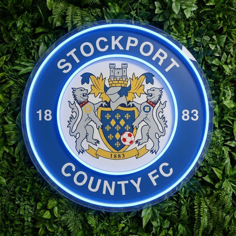 Enseigne néon du blason du Stockport County FC