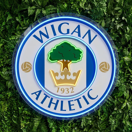 Enseigne néon du blason de Wigan Athletic