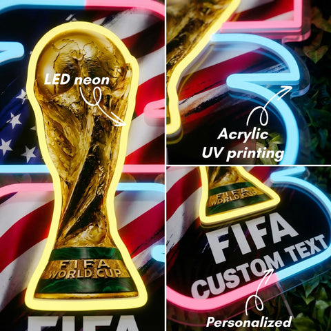 Enseigne néon personnalisée Coupe du monde - États-Unis